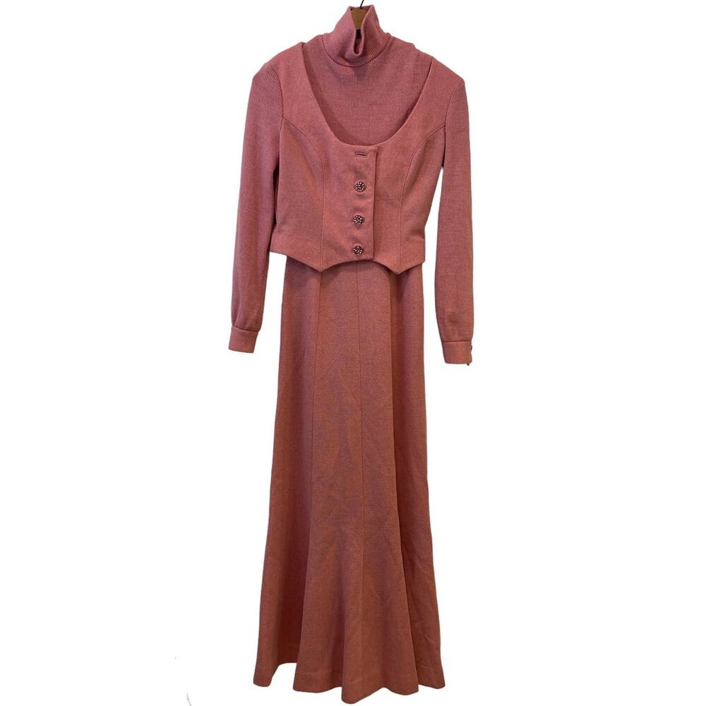 VTG Alfred Werber Pink Sweater  Dress and Blazer Small Lucite Buttons